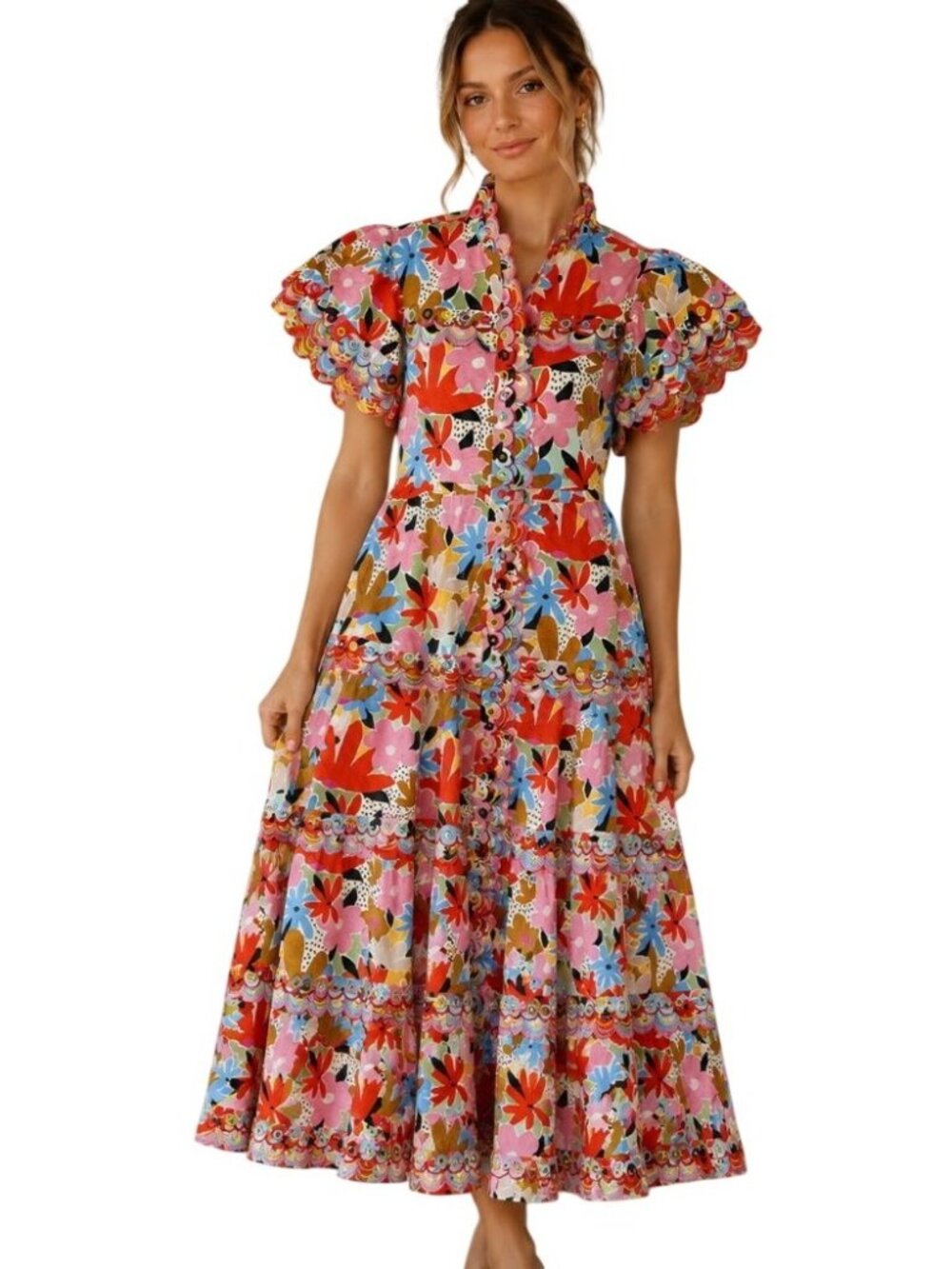 CeliaB Freya Dress Pink Floral Multicolor Midi Maxi Dress NWT - Size XS